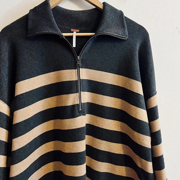 NWT Free People Coastal Stripe Clean Girl Pullover - Picture 2 of 9